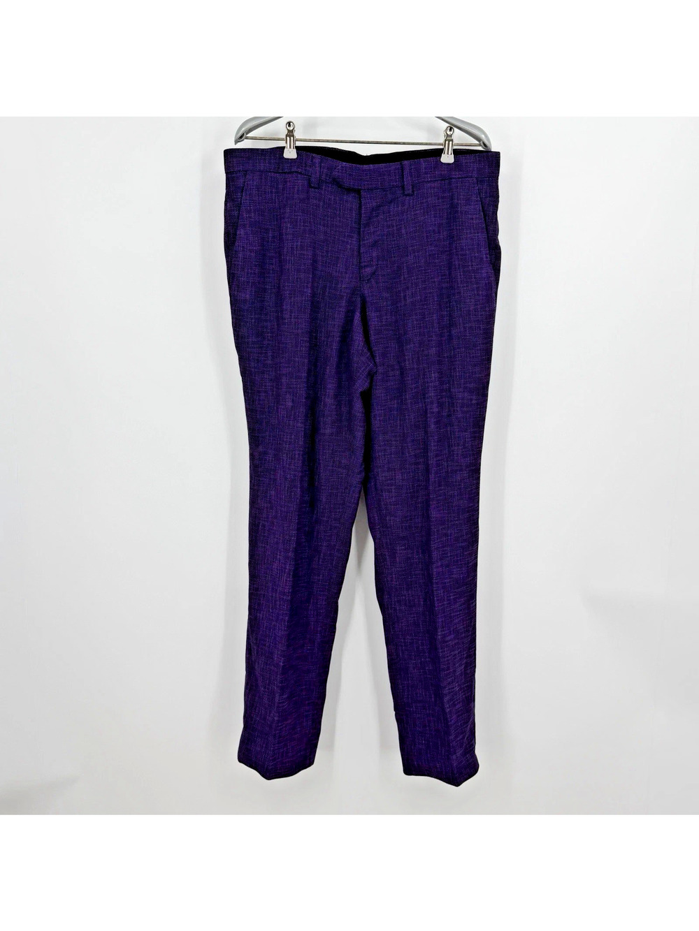 Sebastian Cruz Couture Purple 'Lino Tweed' Dress Pants 34x31 , Fits Size 32-34